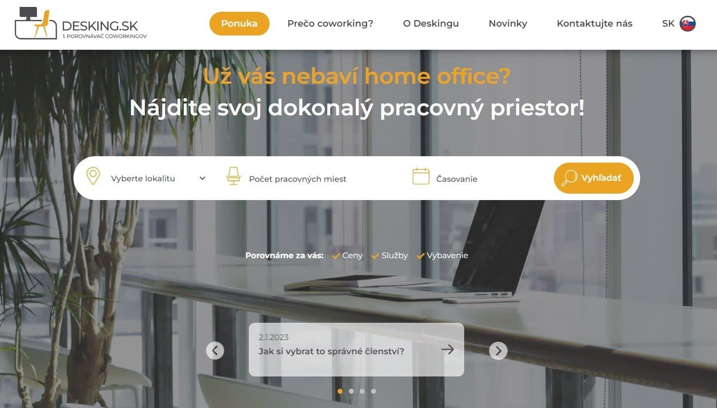 Záujemcovia o flexibilné priestory môžu využiť prvý porovnávač coworkingov Desking.sk od 108 AGENCY